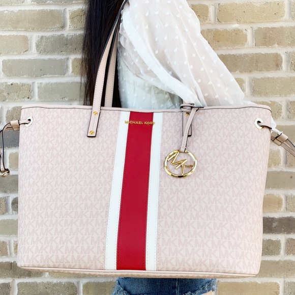 Michael Kors LARGE Carryall Tote Center Stripe MK - Picture 3 of 8